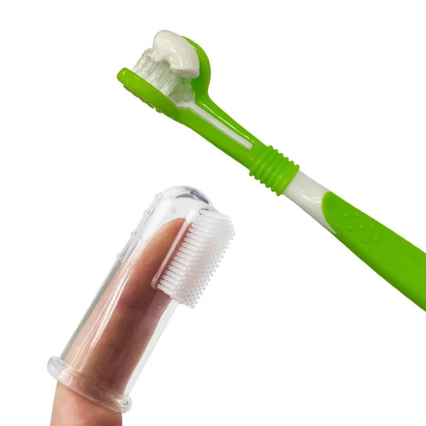 Triple-Headed Toothbrush Set for Dogs