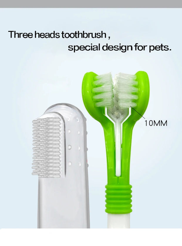 Triple-Headed Toothbrush Set for Dogs