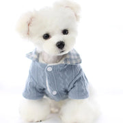 Light Blue Wool Knitted Sweater with Checkered Collar