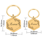 Floral Wreath Hexagonal Personalized Engraved Dog ID Tags