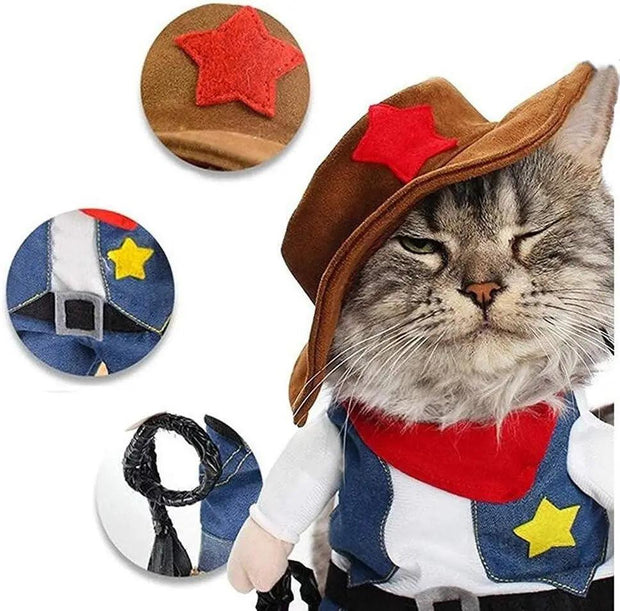 ARFMANI Funny Pet Cat Cowboy Halloween Costume ARFMANI cat cosplay costume costumes cowboy halloween