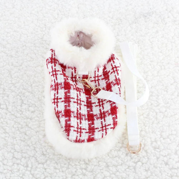 ARFMANI Elegant Posh Pet Harness Cloak - Plaid and Plush, Optional Beret | Buy now for $29.90 ARFMANI accessories accessory coat dog dogs harness