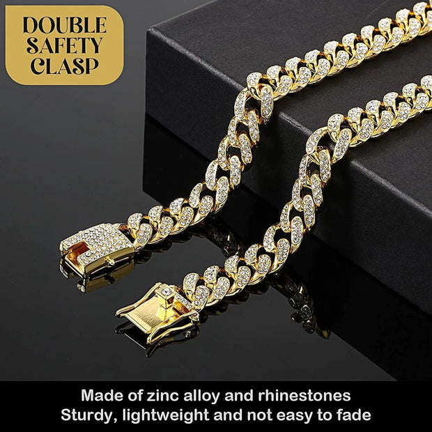 ARFMANI Rhinestone Gold Dog Chain Collar For Small Medium Large Dogs ARFMANI accessories accessory cat cats chain dog dogs necklace