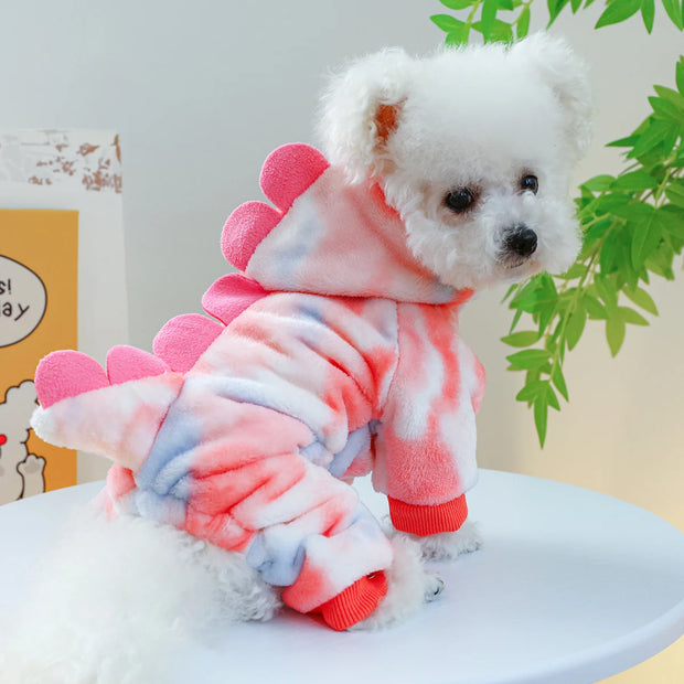 Tie Dye Thick Dinosaur Hoodie for Pets