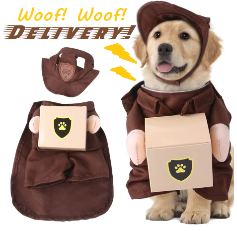 UPS Pet Costume | Postman Parcel Deliveryman USPS Package Courier Costume for Pets